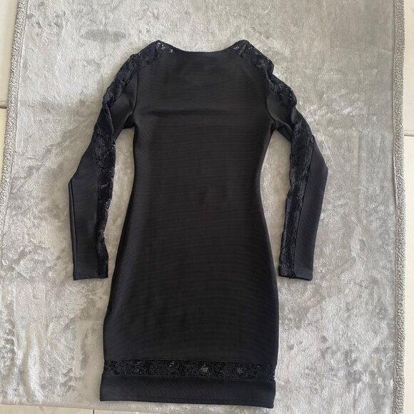 DIVIDED Black Bodycon Dress with Lace Sleeves Size 4 Romantic Goth Dark Fairy - Picture 2 of 7